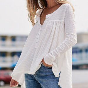 Free People Kai Henley White Waffle XS EUC